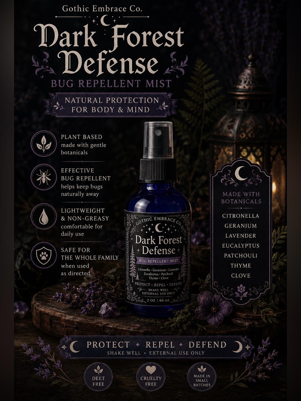 Dark Forest Defense Essential Oil Bug Repellent Mist